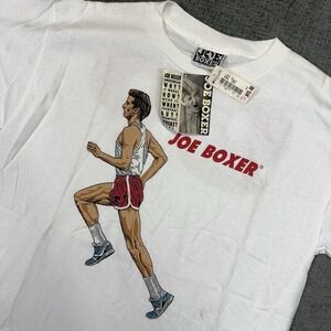 Vintage Joe Boxer T Shirt Adult Large (One Size) Marathon Runner Go‎ 90's White